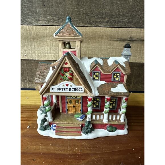 Santa's Workbench Pleasant Valley Country School 2004 Christmas Village In Box - Picture 1 of 7